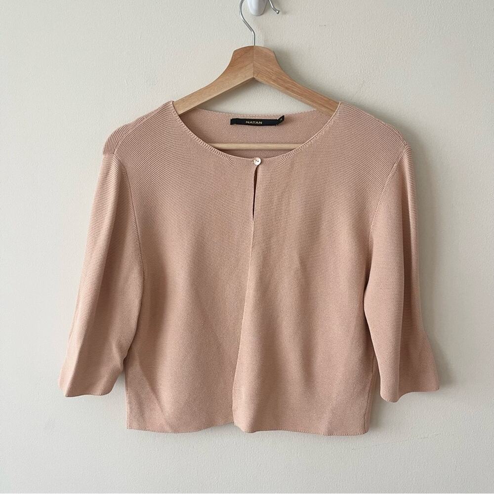 Natan Knit Cardigan Sweater Cropped Women’s size 2 Tan
